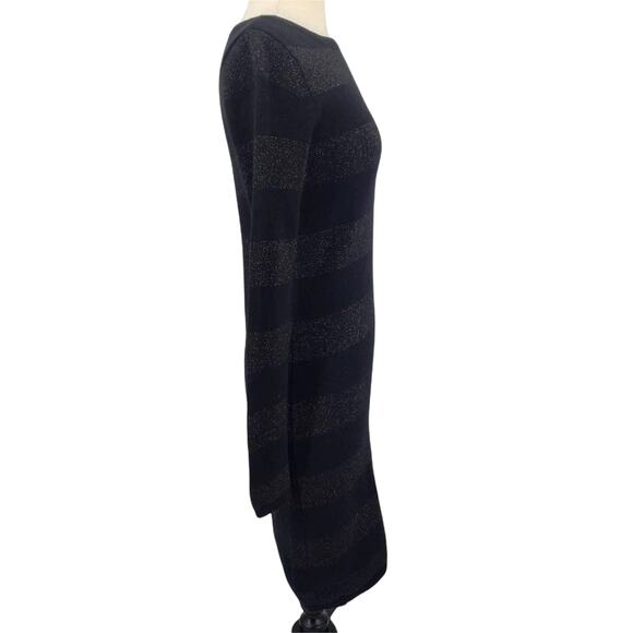 Vineyard Vines Wool Cashmere Black Stripe Sweater Dress Metallic Size XS - Picture 6 of 6